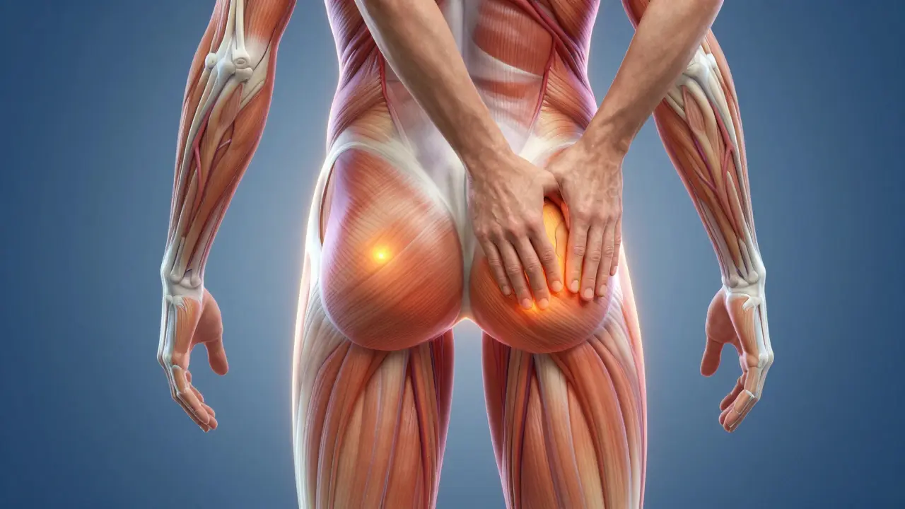 Anatomical illustration showing improved blood flow and released tension in key muscle groups during sports massage.