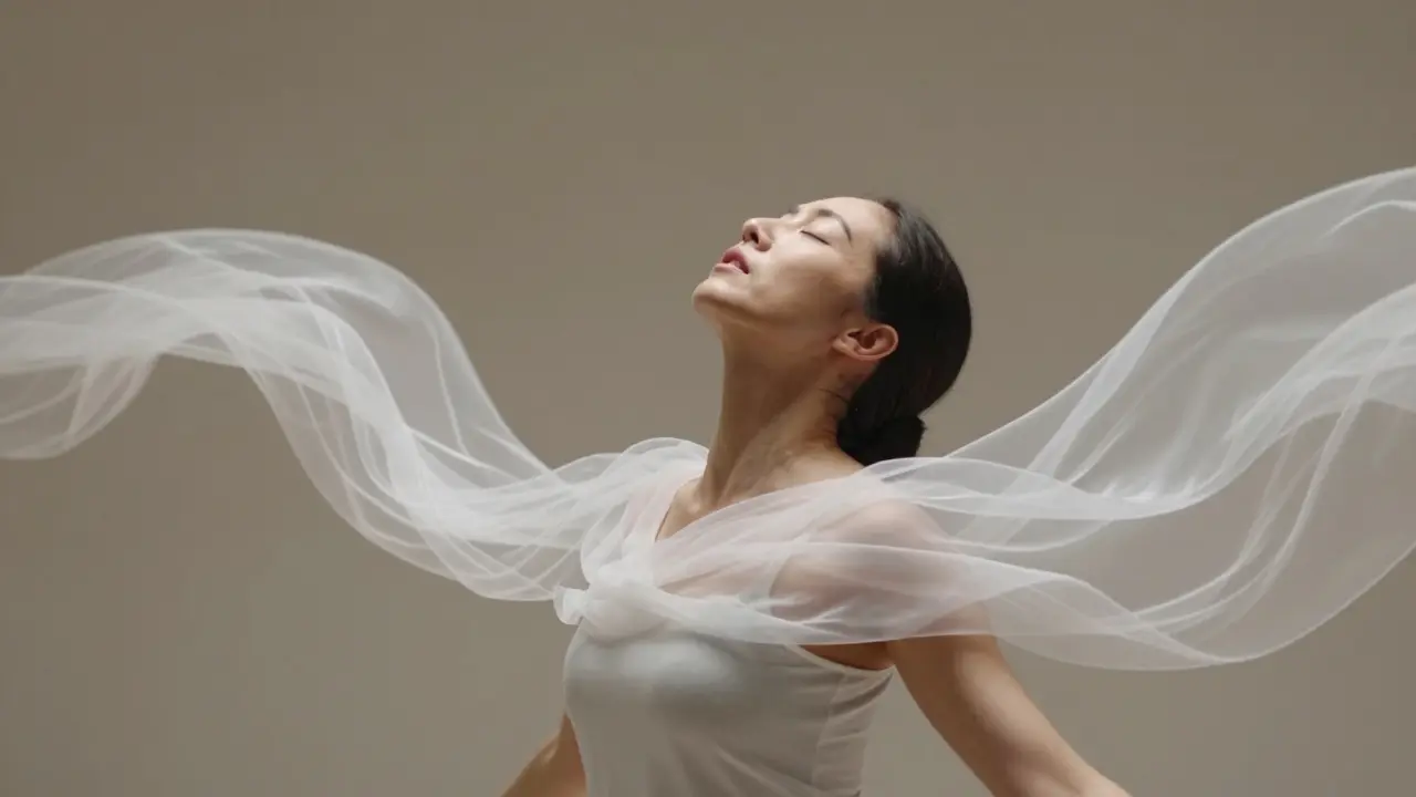 Osvobozený člověk s otevřeným hrudníkem a zavřenýma očima, symbolizující hluboký nádech.