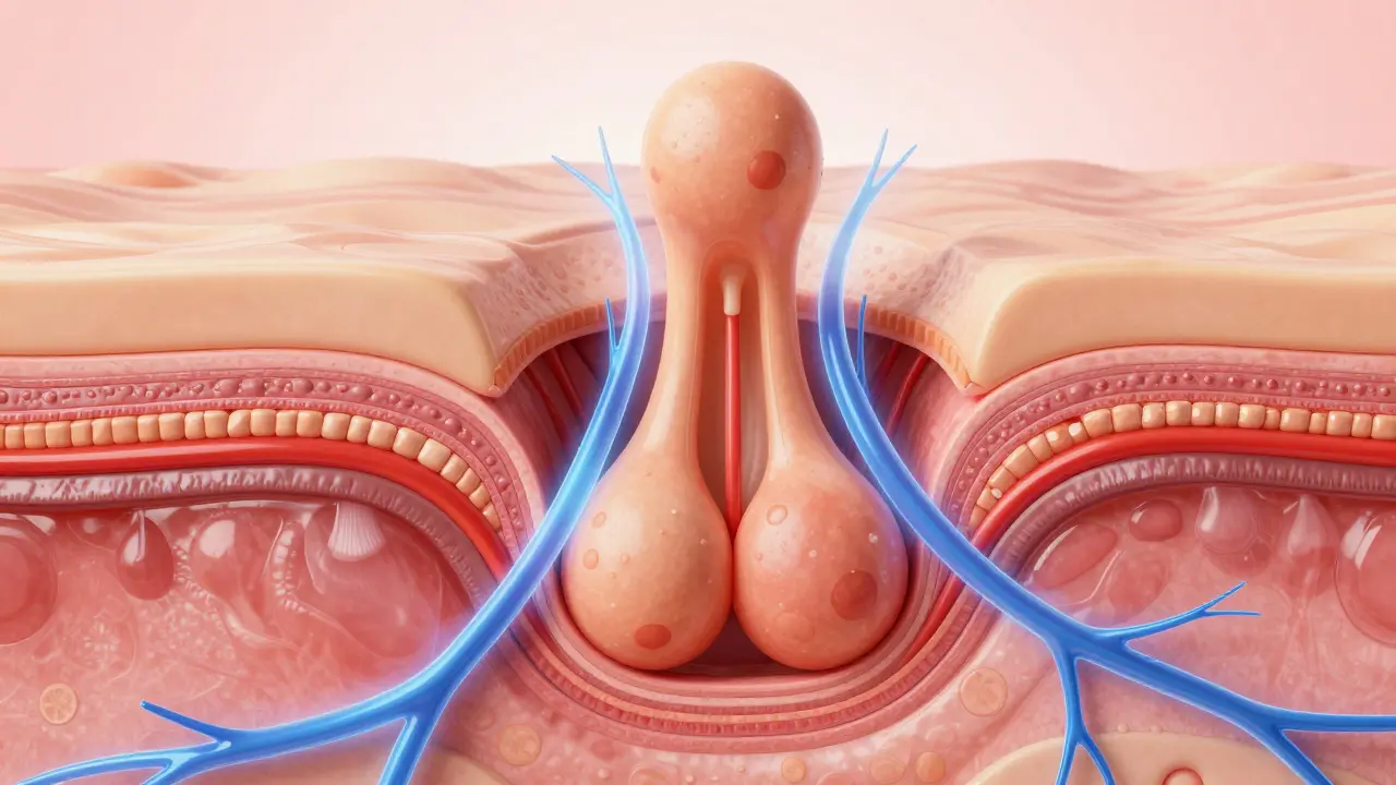 Schéma struktury podkoží a vliv masáže na krevní oběh.