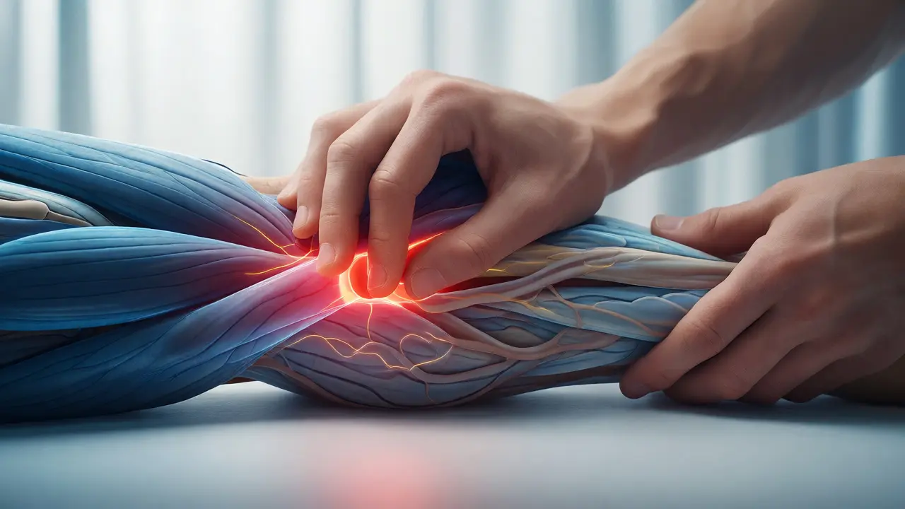 Anatomický náhled na masáž lýtek uvolňující svalový uzel